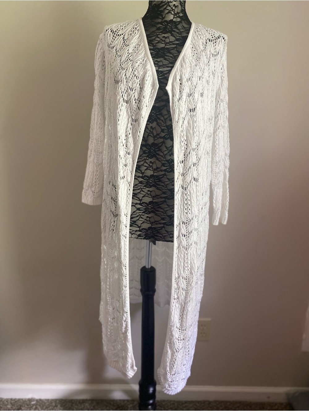 eight eight eight Duster Cardigan L Crochet Boho Cottage Ren Festival Coquette